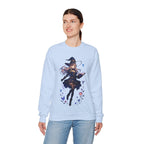 Anime Witch Girl Sweatshirt Purple Magic Butterfly Design Cozy Kawaii Fall Witchcore Gift for Anime Lovers and Gamers