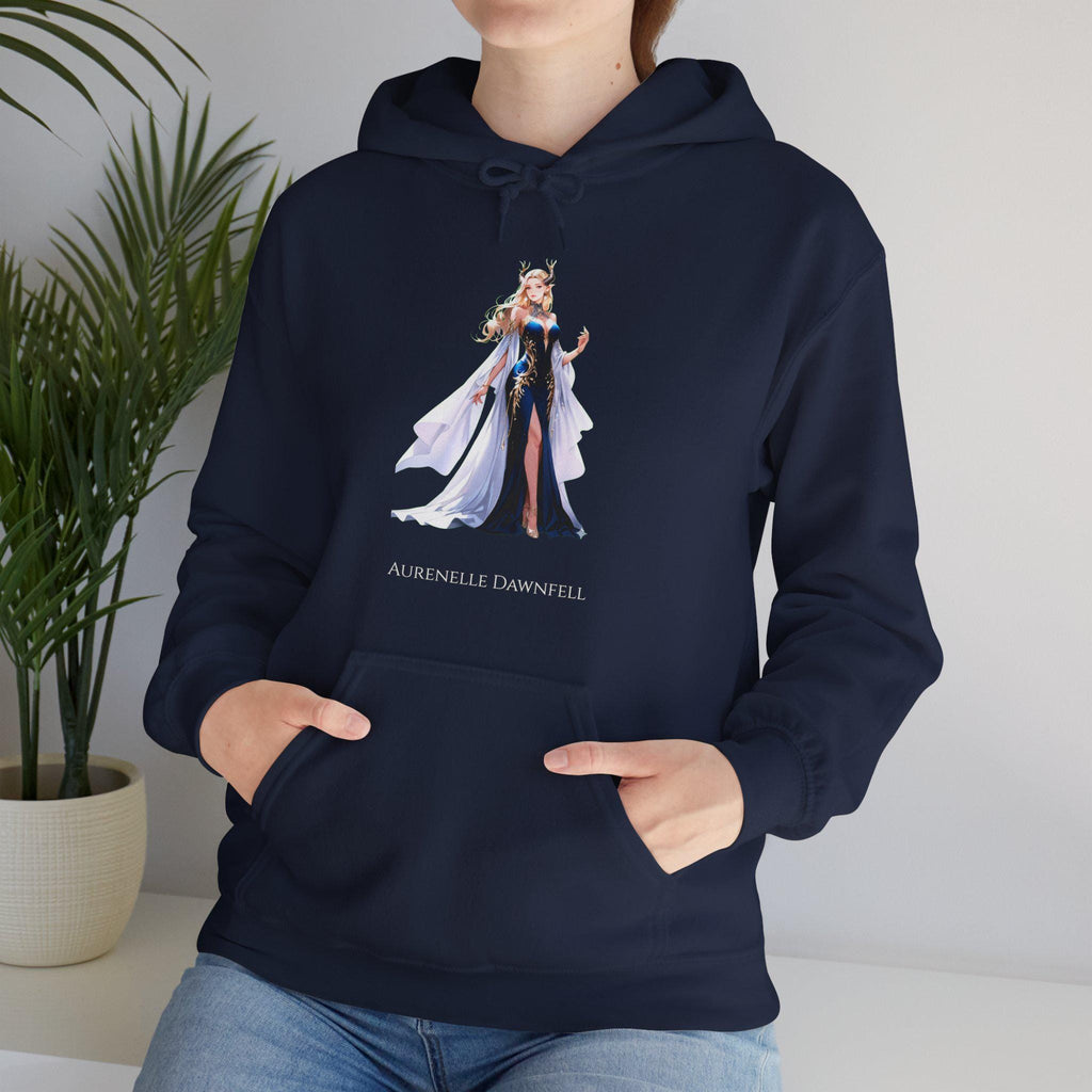 Fantasy Elf Queen Hoodie Anime Style Aurenelle Dawnfell Sweatshirt Elegant Magic Cape Gift for Fantasy Lovers and Gamers