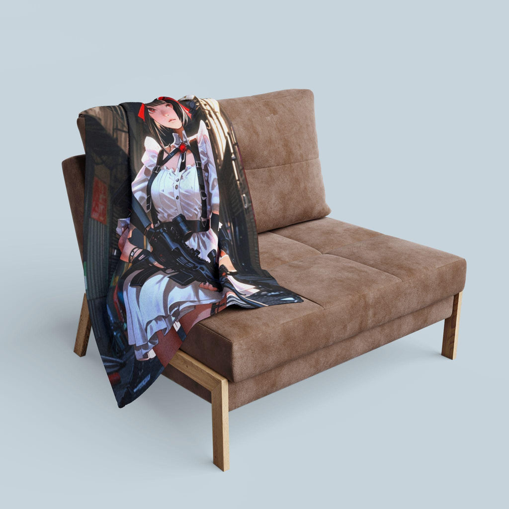 Anime Girl Fleece Blanket Lina Crossveil Gothic Lolita Urban Combat Blanket Gift for Gamers and Otaku