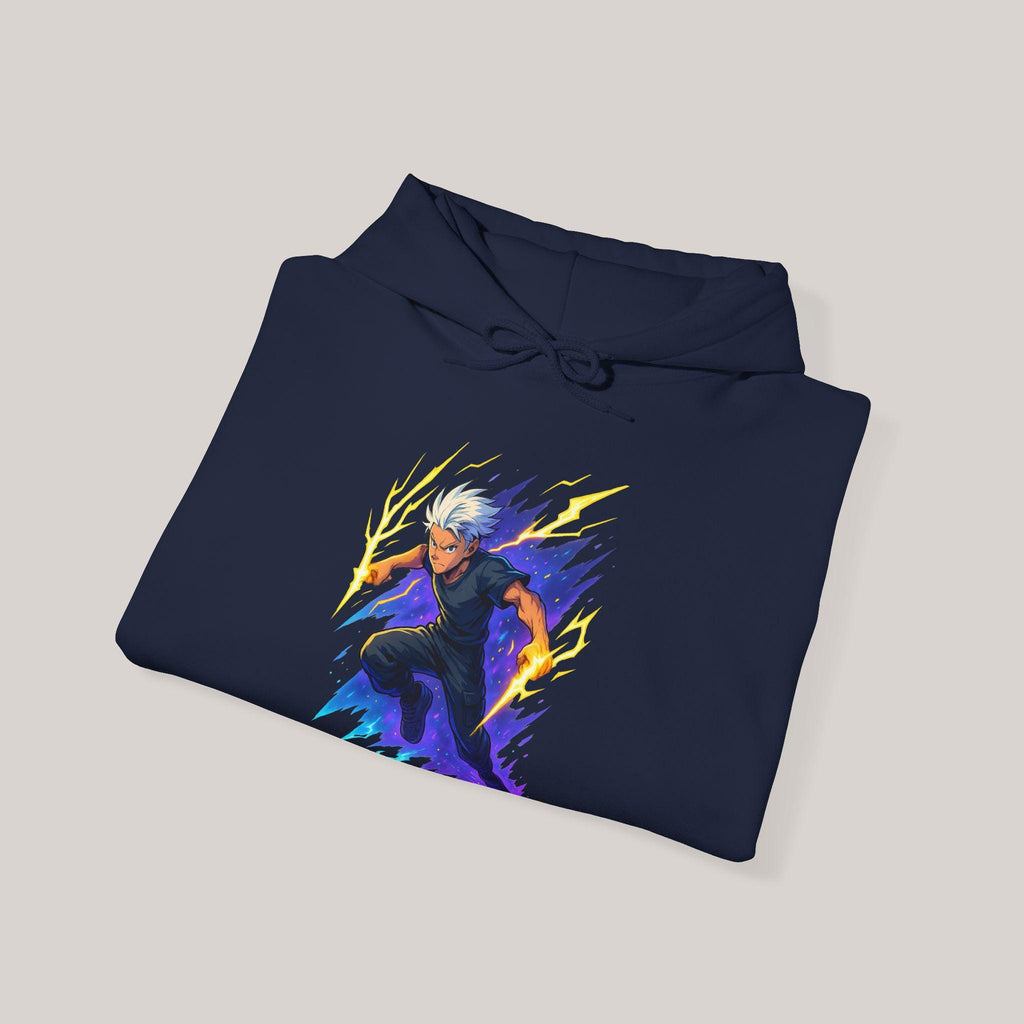 Anime Lightning Hero Hoodie Neon Glow Streetwear Electric Power Gift for Anime Lovers and Gamers