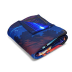 Anime Fleece Blanket Sci-Fi Tower Skybeam Throw Cyber Fantasy Art Gift for Otaku and Anime Room Decor