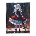 Anime Gothic Girl Fleece Blanket Red Lolita Gun Art Throw Edgy Streetwear Gift for Anime Fans and Otaku Decor