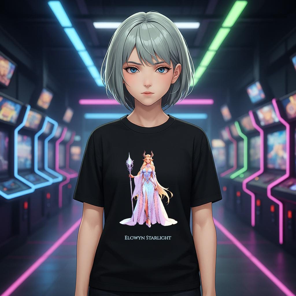 Elowyn Starlight Hoodie Anime Sorceress Hoodie Pastel Fantasy Pullover Magic Staff Gift for Anime Fans and Gamers