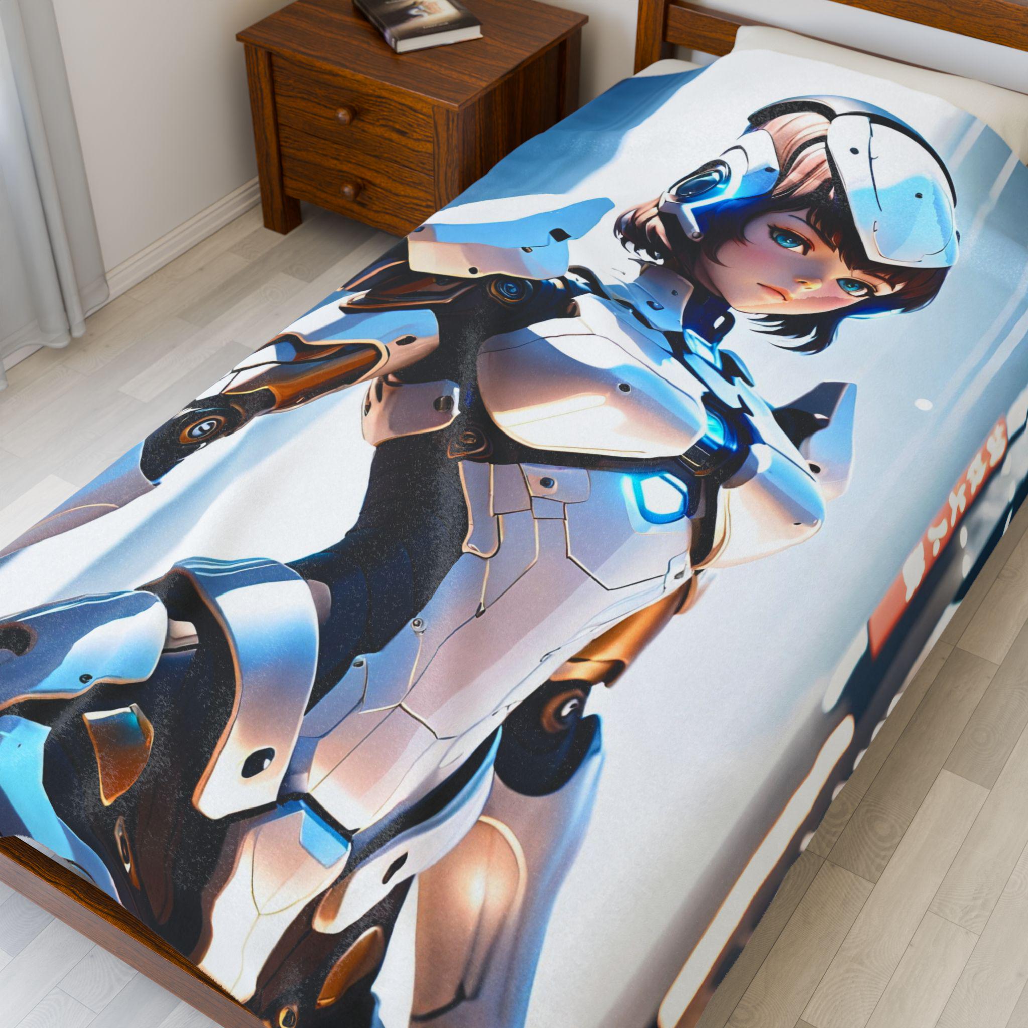 Futuristic Velveteen Plush Blanket - Cozy Cyberpunk Decor, Soft Throw for Gaming Room, Unique Gift for Tech Lovers, Ideal for Winter [...]