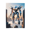 Mecha Robot Anime Blanket White Futuristic Mech Fleece Throw Gundam Style Sci-Fi Gift for Otaku and Gamers
