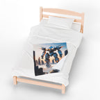 Mecha Robot Anime Blanket White Futuristic Mech Fleece Throw Gundam Style Sci-Fi Gift for Otaku and Gamers