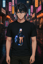 Cyber Cat Girl Hoodie Neon Anime Streetwear Cute Futuristic Techwear Hoodie Gift for Anime Fans and Gamers