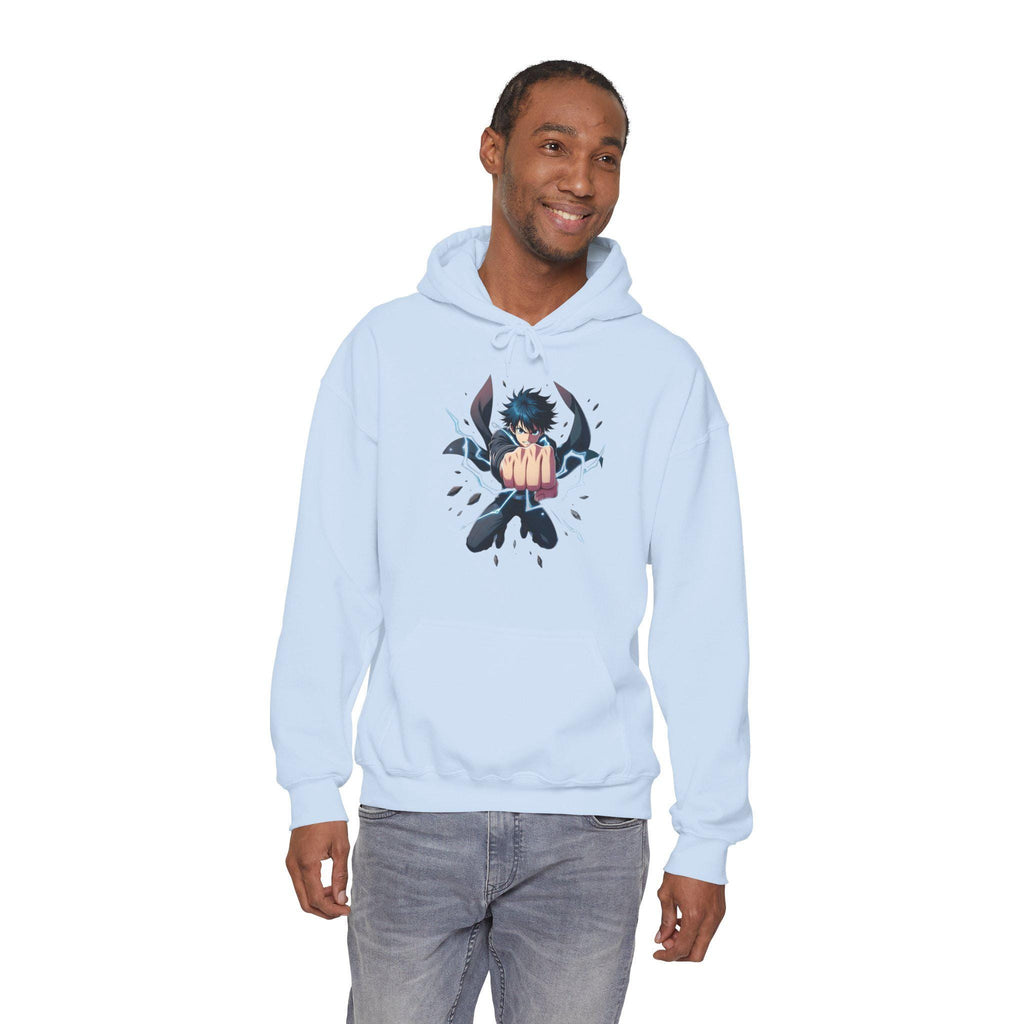 Anime Electric Punch Hoodie Streetwear Lightning Power Graphic Gift for Anime Fans and Gamers Cool Japanese Style Sweatshirt
