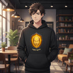 Light Spirit Hoodie Golden Mask Glow Streetwear Spiritual Anime Aesthetic Pullover Gift for Fans of Symbolic Art