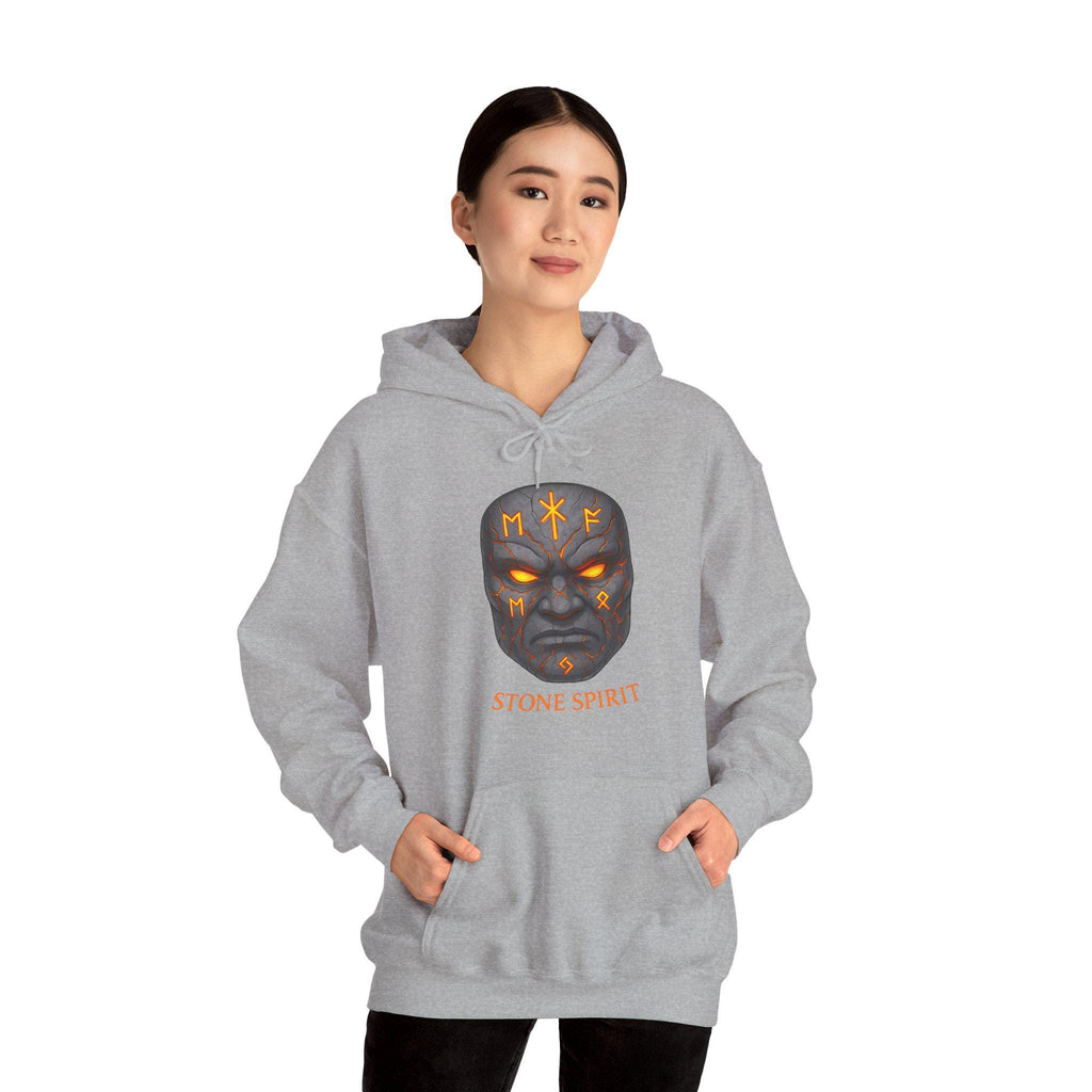 Stone Spirit Hoodie Glowing Rune Mask Sweatshirt Earth Power Mythic Anime Streetwear Gift for Him Her