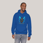 Thunder Spirit Hoodie Anime Oni Mask Electric Blue Lightning Gift for Gamers and Anime Fans