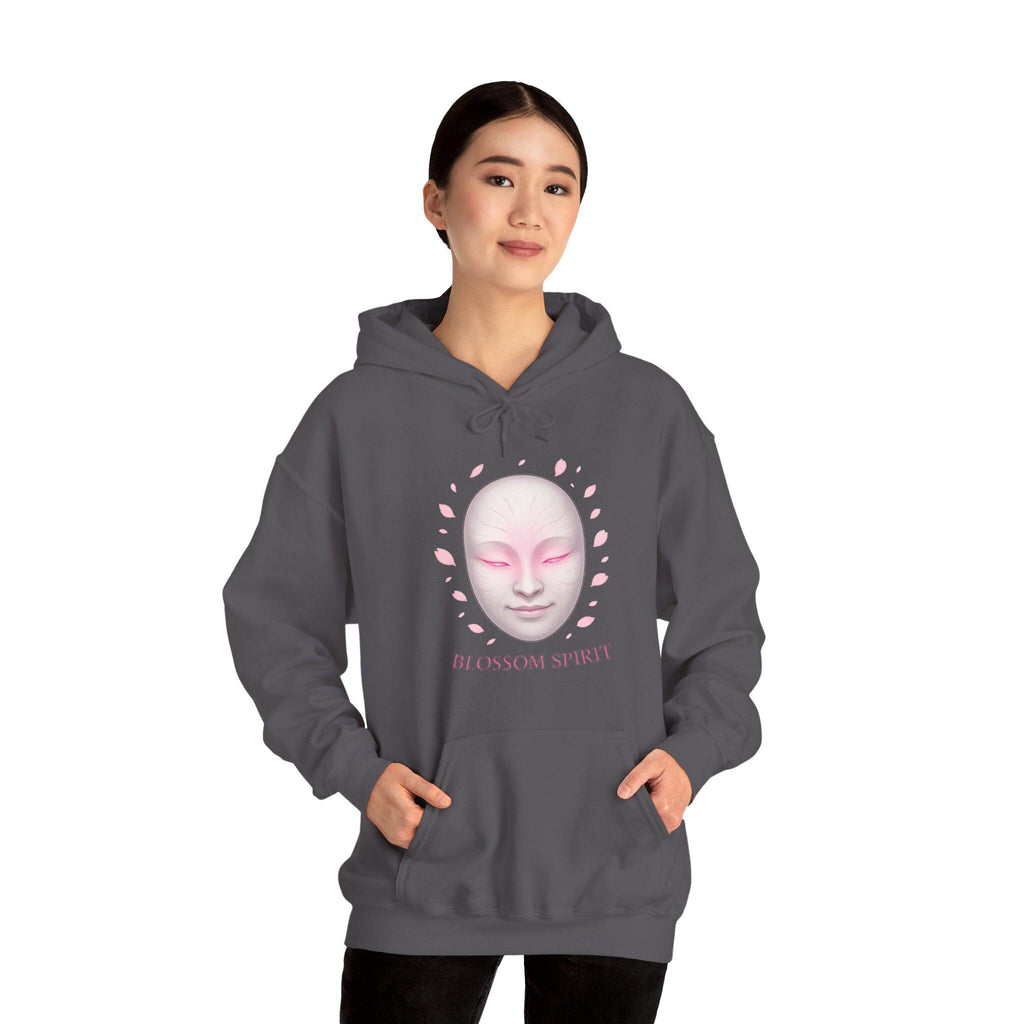 Blossom Spirit Anime Hoodie Cherry Blossom Mask Aesthetic Japanese Streetwear Pullover Hoodie Gift for Anime Fans and Dreamers