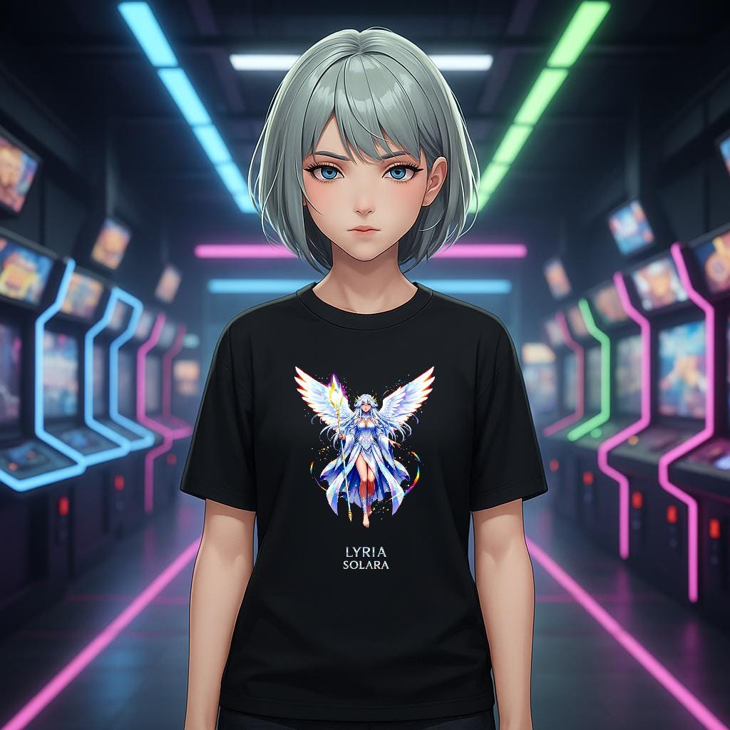 Anime Angel T-Shirt Lyria Solara Celestial Wings Shirt Magical Girl Gift for Anime Lovers and Fantasy Fans