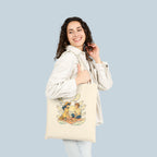 Anime Picnic Couple Tote Bag Romantic Aesthetic Date Art Cute Black Canvas Bag Gift for Anime Fans and Nature Lovers