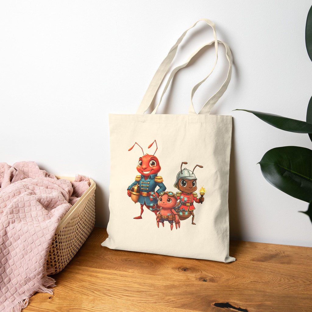 Bug Hero Crew Tote Bag Anime Style Cartoon Ant Characters Eco Canvas Book Bag Gift for Kids and Insect Lovers