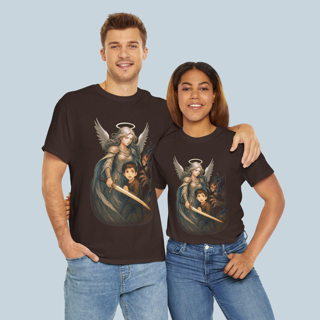 Guardian Angel T-Shirt Christian Anime Art Sword of Protection Shirt for Kids and Parents Spiritual Gift Tee