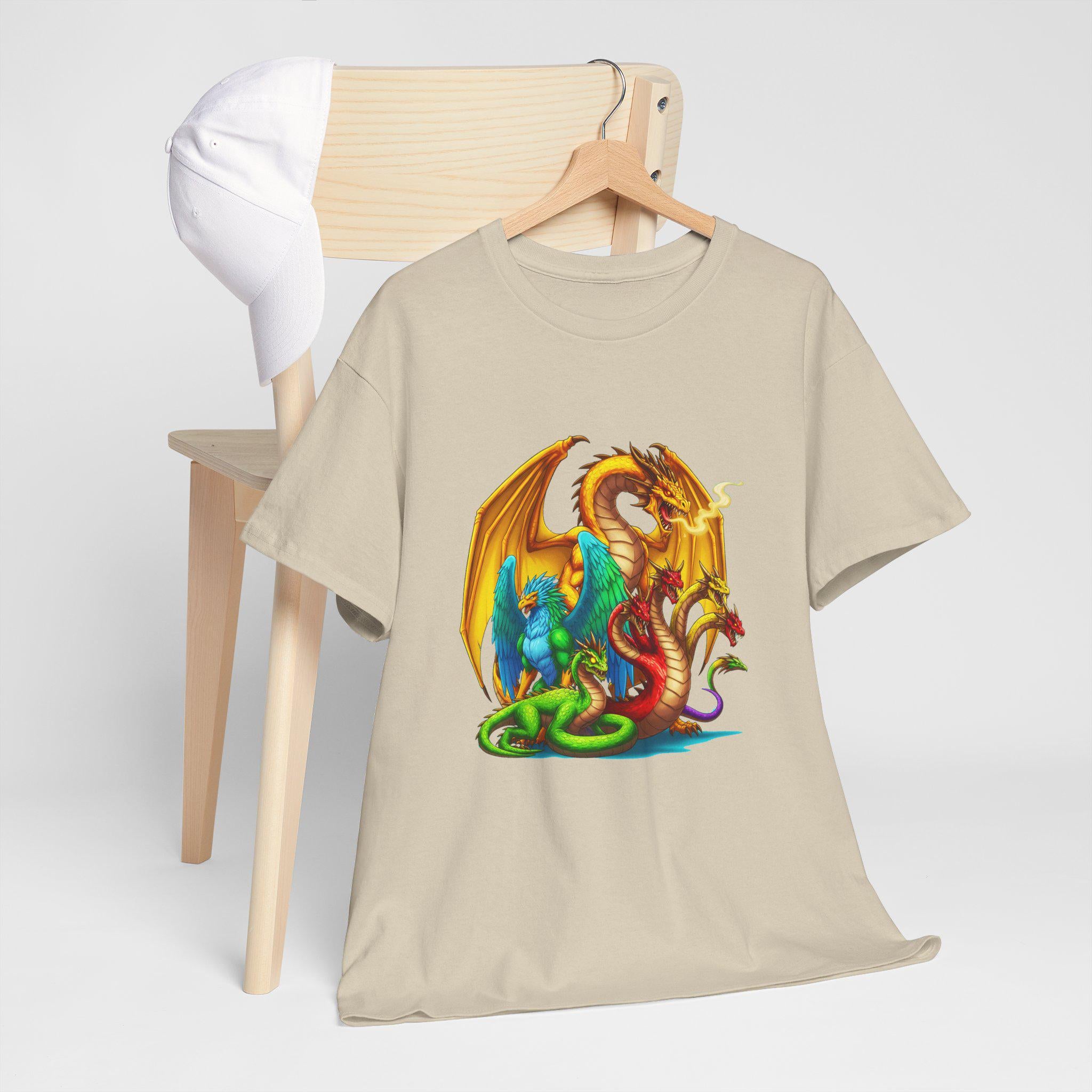 Dragon Hydra Griffin Basilisk T-Shirt Fantasy Monster Battle Shirt for RPG Gamers and Mythical Creature Fans