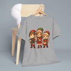 Cute Christmas Elf Band T-Shirt, Anime Style Holiday Shirt, Kawaii Caroling Elves Tee, Chibi Xmas Group Design, Christmas Gift for Kids