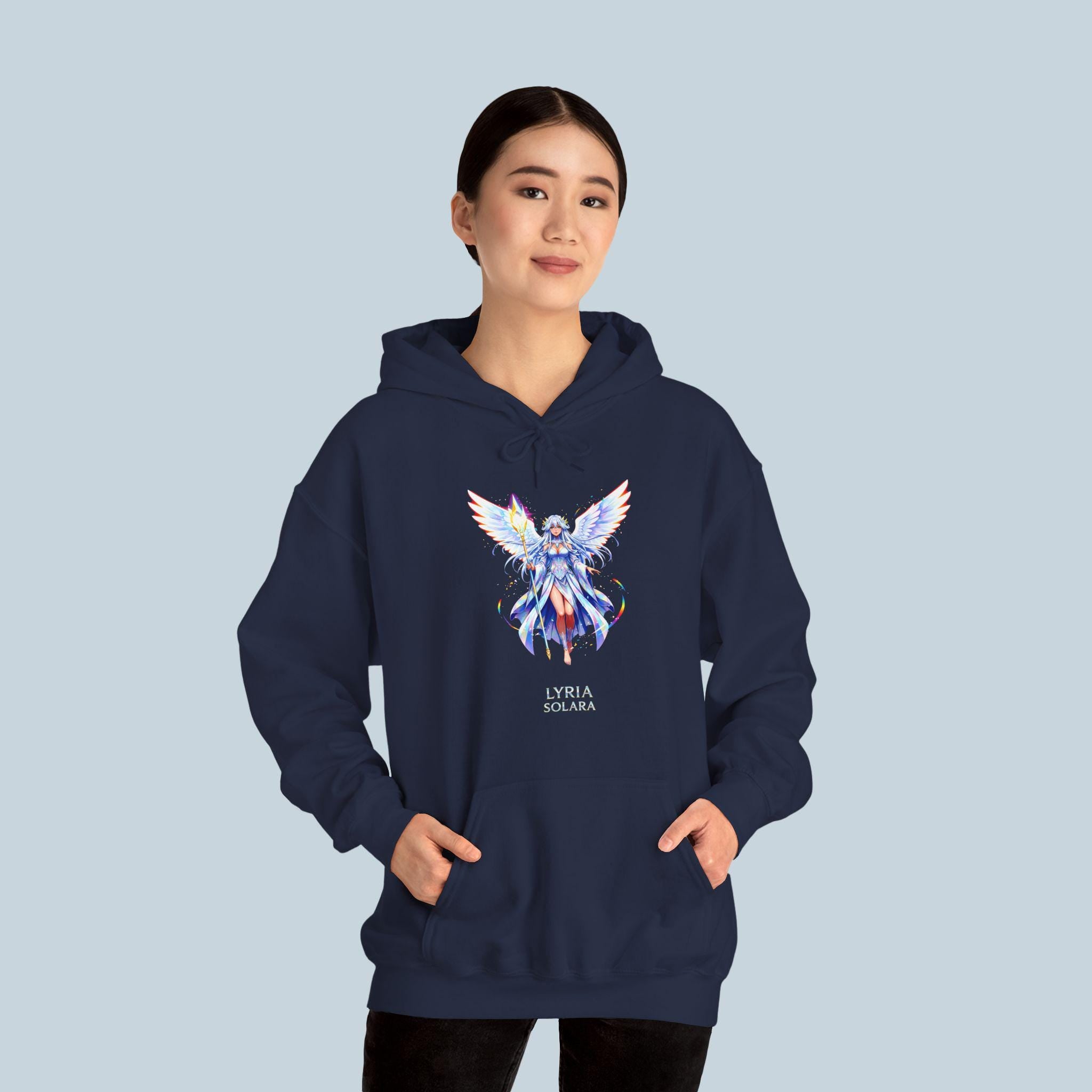 Lyra Solara Anime Hoodie | Fantasy Angel Hoodie | Celestial Guardian Streetwear | Anime Gift for Fans  and Collectors | Epic Anime Apparel