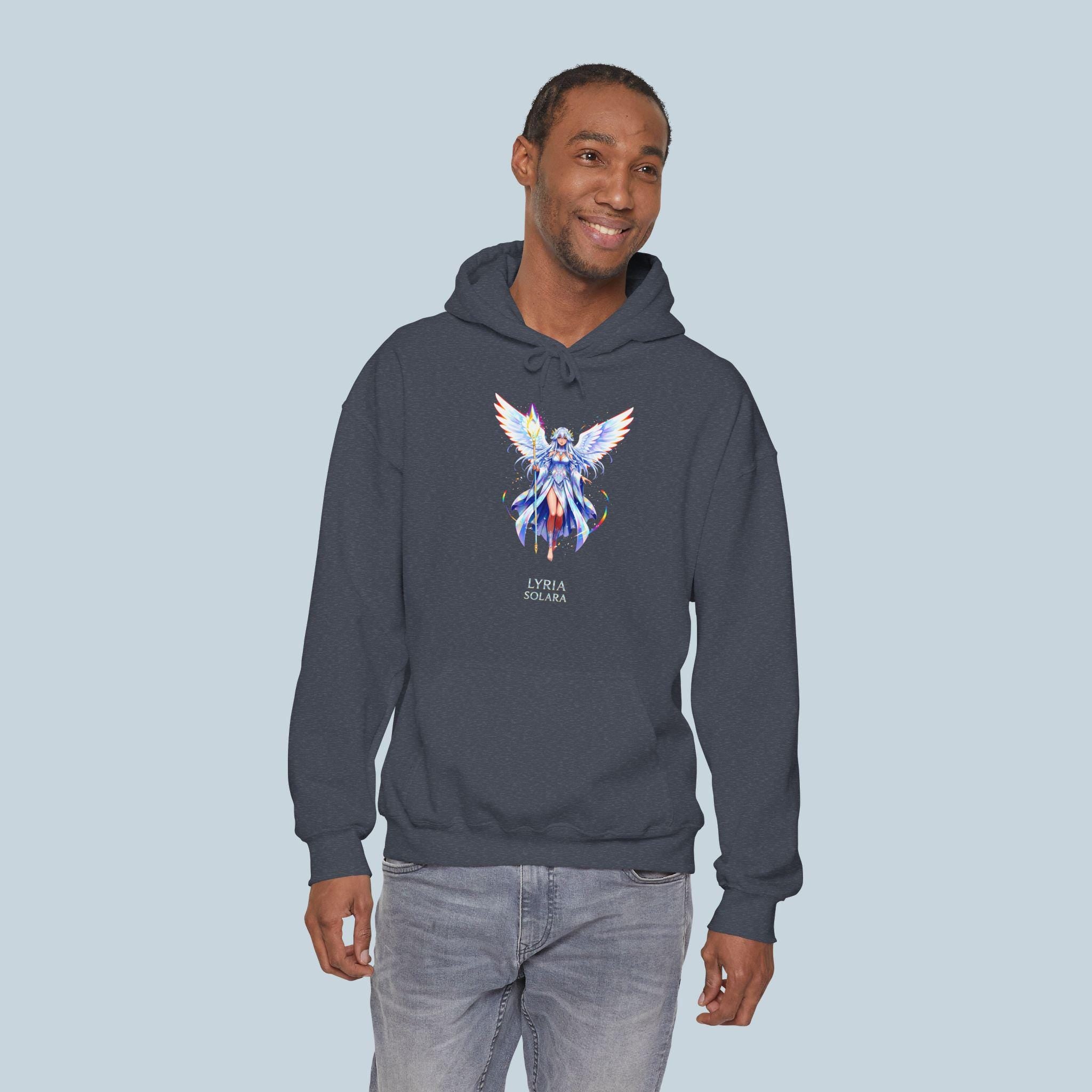 Lyra Solara Anime Hoodie | Fantasy Angel Hoodie | Celestial Guardian Streetwear | Anime Gift for Fans  and Collectors | Epic Anime Apparel