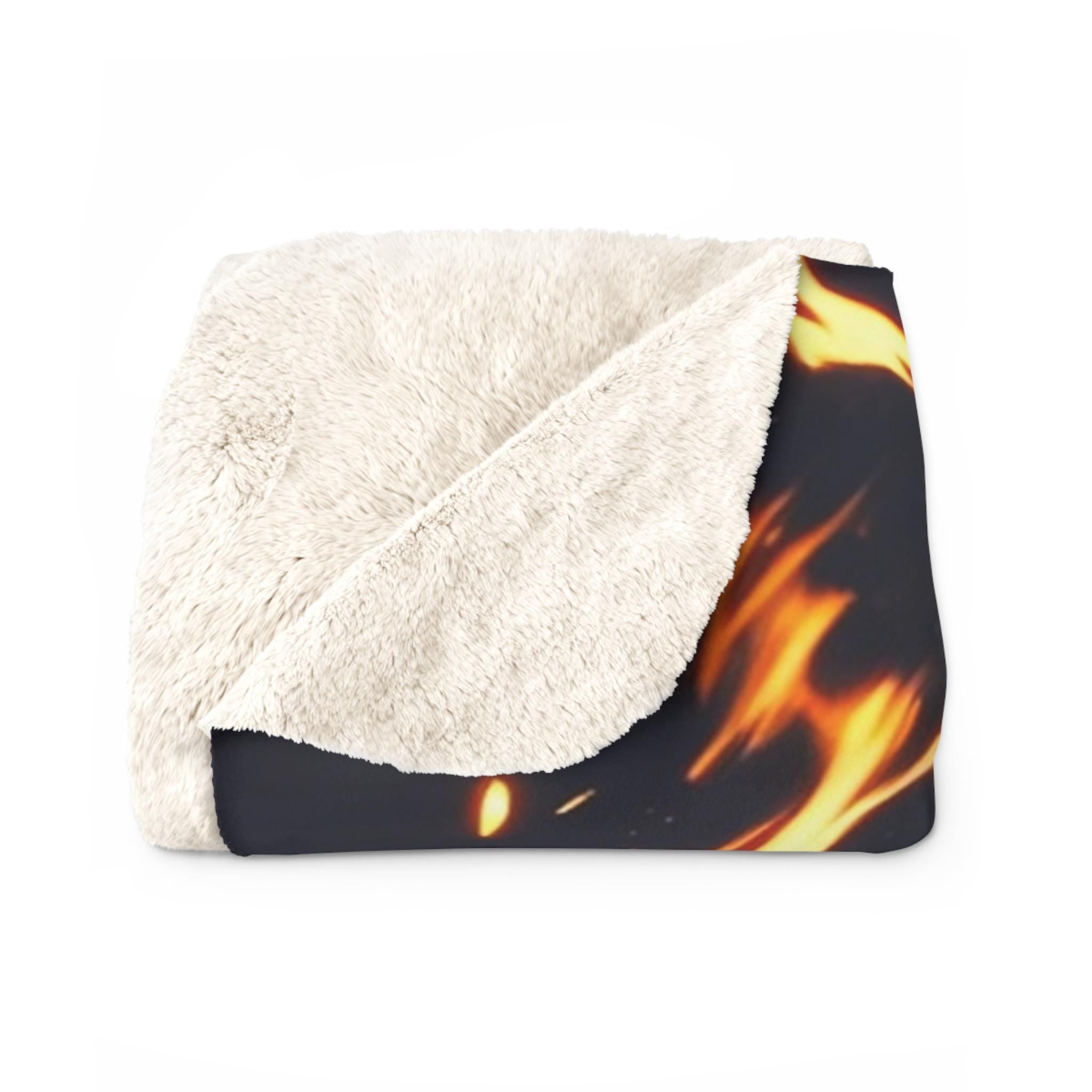 Dark Flame Sorceress Anime Sherpa Blanket 60x80 Gothic Fire Mage Gift Black Gold Magic Girl Fleece Throw | Epic Anime Home Decor
