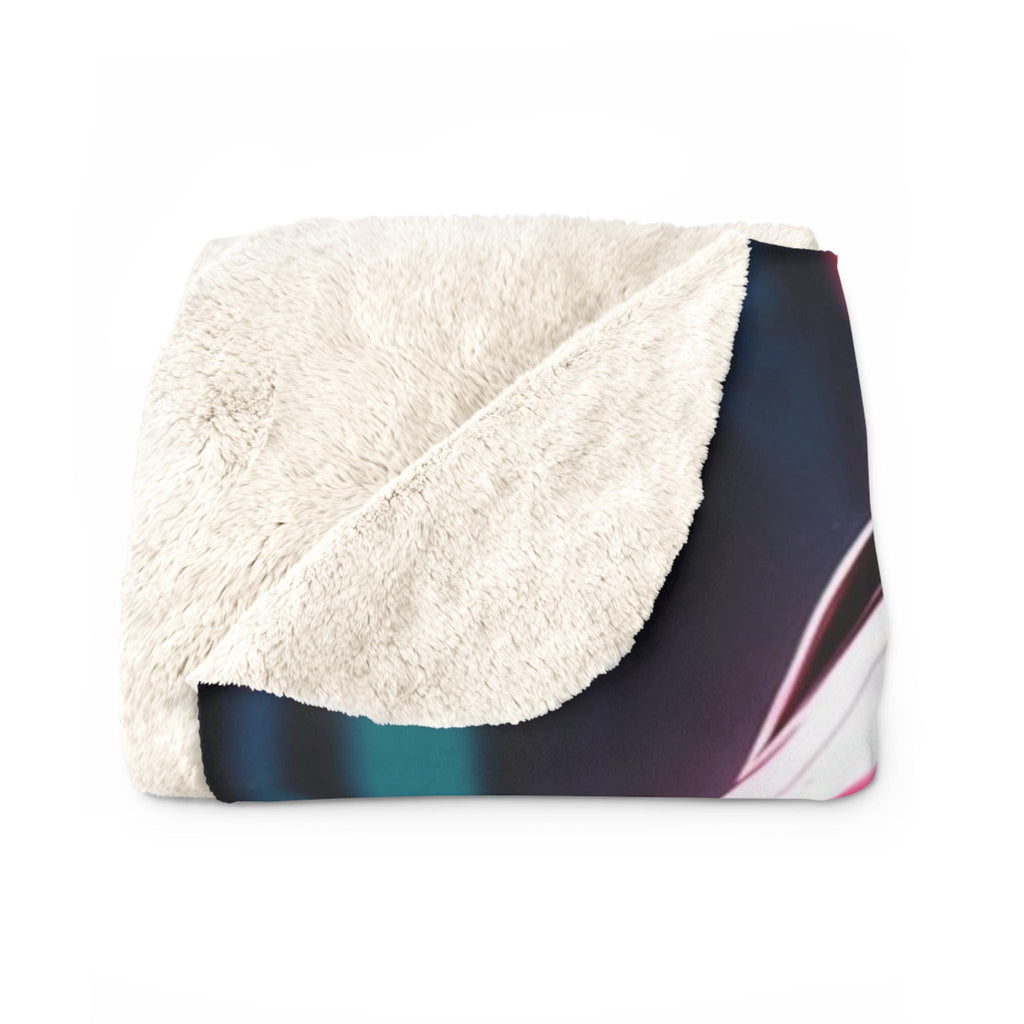 Cyberpunk Anime Girl Sherpa Blanket Pink Hair Neon Headphones Fleece Throw Gift for Gamers and Anime Lovers