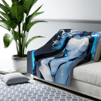 Cyber Angel Anime Blanket, Futuristic Neon Valkyrie Sherpa Throw for Sci-Fi Fans, Gamers, and Anime Lovers