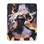 Fire Empress Anime Blanket Sherpa Throw Gothic Fantasy Girl Flame Sorceress Fleece Gift for Gamers and Otaku