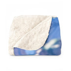 Anime Sci Fi Girl Blanket Blue Tech Armor Sherpa Throw Futuristic Warrior Art Cozy Gift for Anime Lovers and Gamers