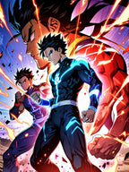 Anime Brothers Sherpa Blanket Superpower Glow Fleece Throw Trio Energy Burst Hero Scene Gift for Gamers and Anime Fans