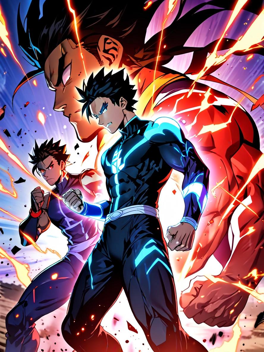 Anime Brothers Sherpa Blanket Superpower Glow Fleece Throw Trio Energy Burst Hero Scene Gift for Gamers and Anime Fans