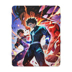 Anime Brothers Sherpa Blanket Superpower Glow Fleece Throw Trio Energy Burst Hero Scene Gift for Gamers and Anime Fans