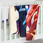 Anime Brothers Sherpa Blanket Superpower Glow Fleece Throw Trio Energy Burst Hero Scene Gift for Gamers and Anime Fans