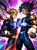 Anime Superhero Boys Sherpa Blanket Neon Glow Clash Comic Style Cozy Gift for Anime Fans and Teen Gamers