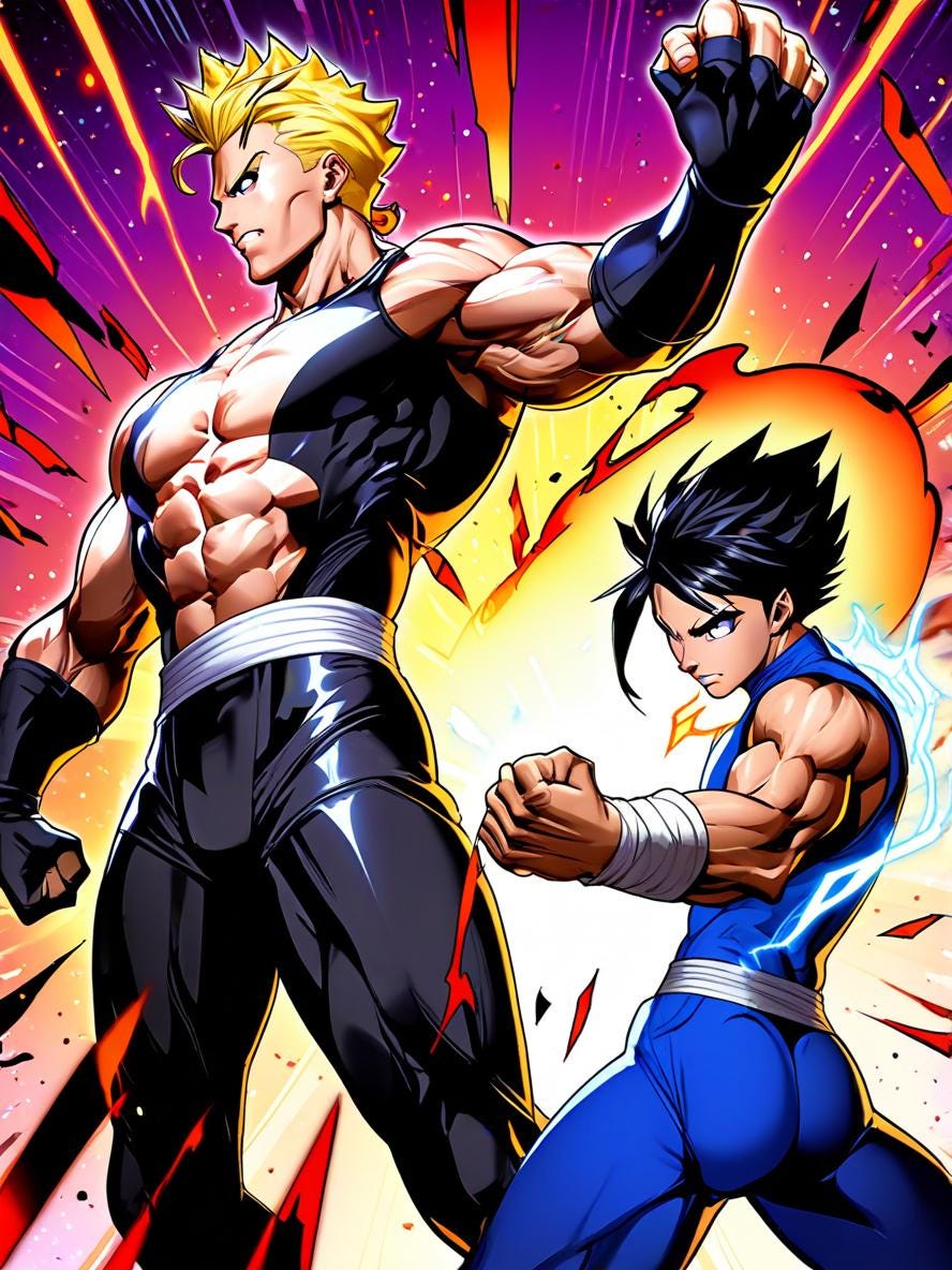 Anime Power Duo Sherpa Blanket Muscle Heroes Lightning Energy Cozy Blanket for Anime Fans Gamer Room Decor