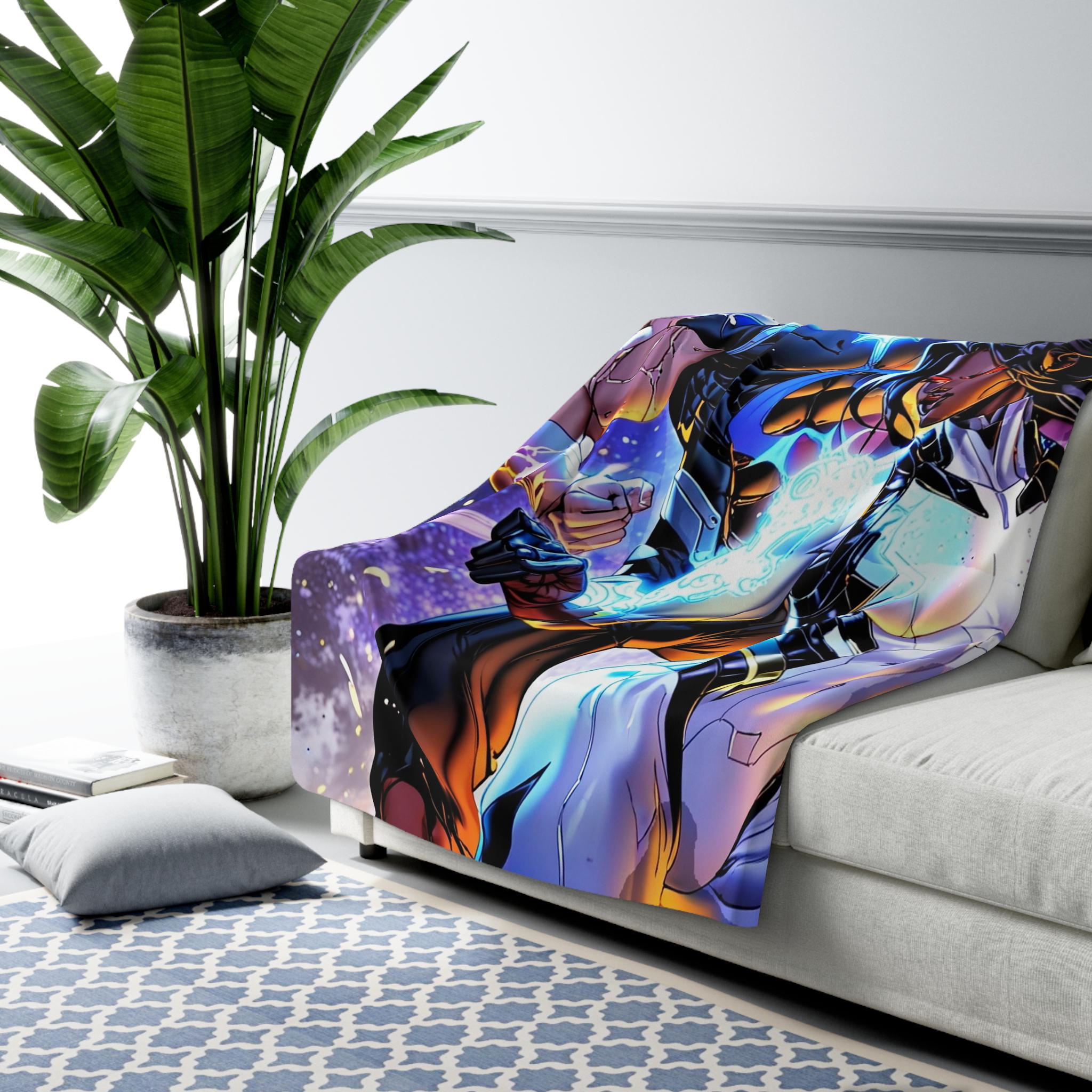 Electric Anime Duo Blanket Superhero Couple Sherpa Throw Cool Power Gift for Him or Her Cozy Anime Decor