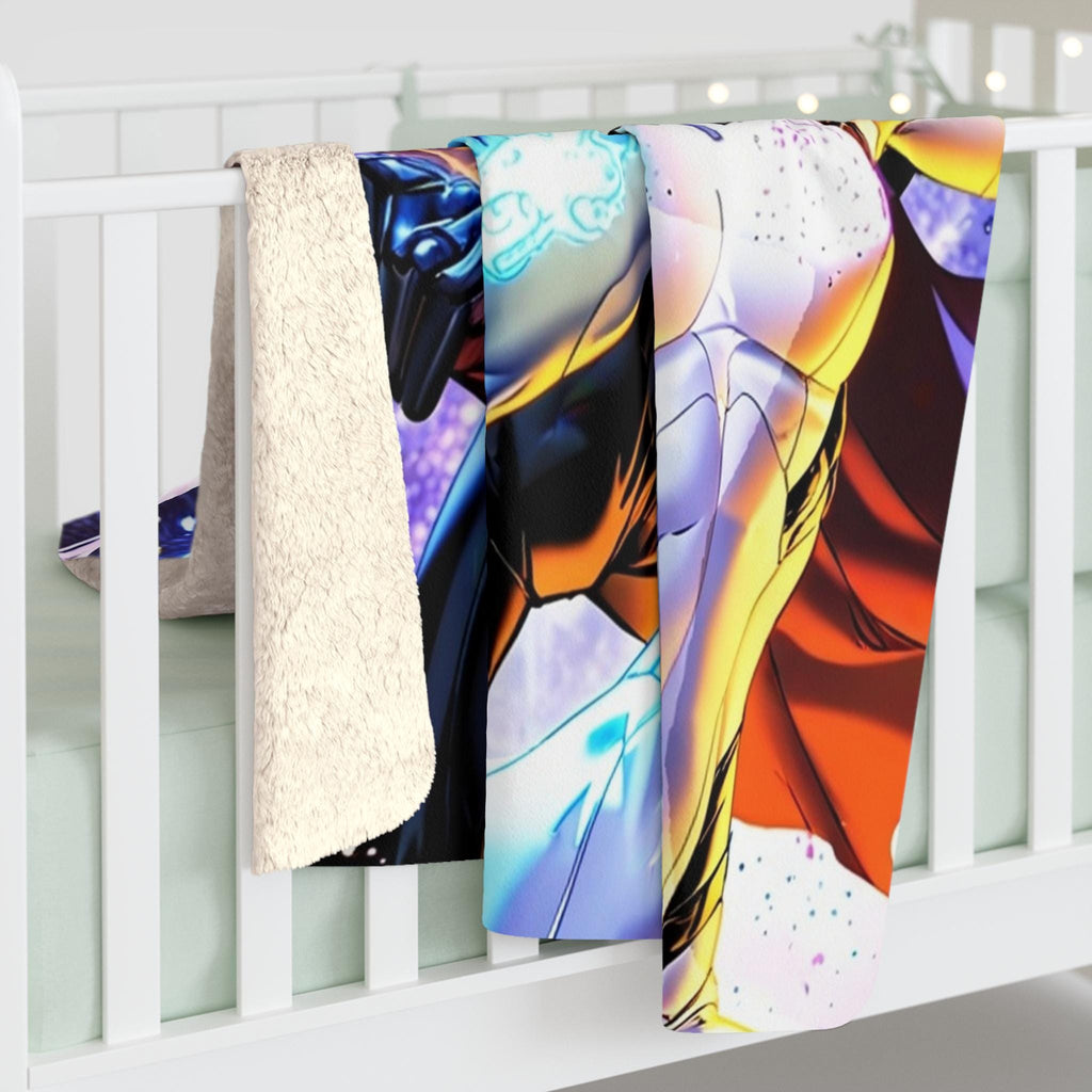 Electric Anime Duo Blanket Superhero Couple Sherpa Throw Cool Power Gift for Him or Her Cozy Anime Decor