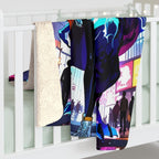 Blonde Cyberpunk Dragon Girl Sherpa Blanket Neon Lightning Streetwear Anime Throw for Gamers and Futuristic Fantasy Fans