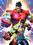 Epic Fighter Duo Sherpa Blanket, Neon Glow Anime Throw | Streetwear Style | Gamer Gift, Fighter Decor, Brawler Blanket | Epic Anime Apparel