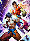 Anime Martial Arts Blanket Fighter Duo Throw Blanket Superpower Glow Comic Style Sherpa for Gamers & Anime Fans