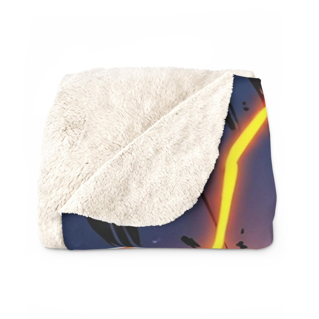 Electric Anime Girl Blanket Neon Glow Sherpa Throw Hero Decor Gift for Anime Fans and Gamers