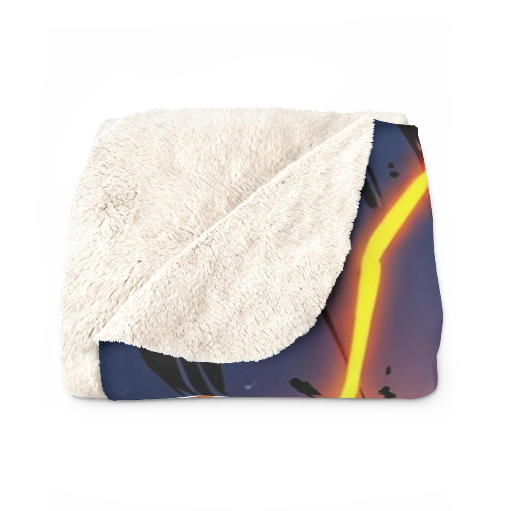 Electric Anime Girl Blanket Neon Glow Sherpa Throw Hero Decor Gift for Anime Fans and Gamers