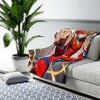 Anime Hero Sherpa Blanket Red Suit Lightning Punch Manga Superpower Cozy Fleece Gift for Anime Lovers and Gamers