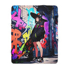 Anime Witch Sherpa Blanket Urban Streetwear Magic Girl Throw Halloween Cozy Gift for Anime Fans and Gamers