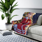 Anime Christmas Girl Sherpa Blanket Kawaii Santa Throw Blanket Cute Holiday Decor Cozy Winter Gift for Anime Lovers and Gamers