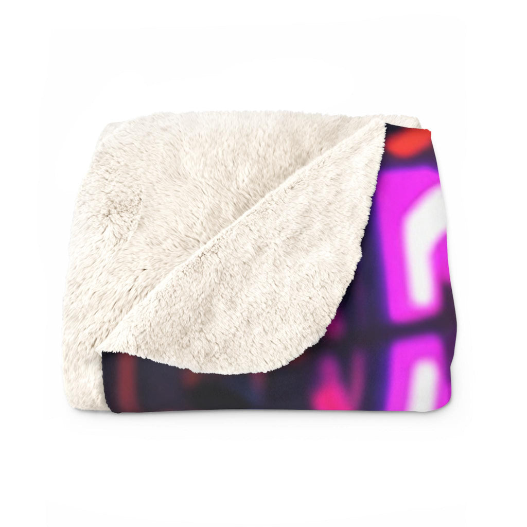 Cyberpunk Anime Girl Sherpa Blanket Neon Glow Futuristic Throw Techwear Gamer Gift for Anime Lovers and Collectors