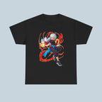 Fire Anime Fighter T-Shirt Neon Glow Power Pose Streetwear Gift for Anime Fans and Gamers
