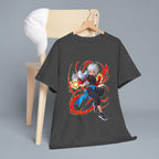 Fire Anime Fighter T-Shirt Neon Glow Power Pose Streetwear Gift for Anime Fans and Gamers