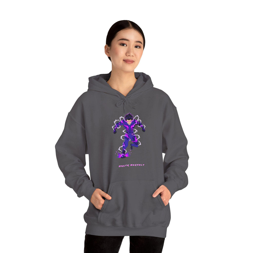 Dark Lightning Anime Hoodie, Drayk Nexolt Sweatshirt | Neon Purple Anime Streetwear | Electric Energy Hoodie | Anime | Epic Anime Apparel