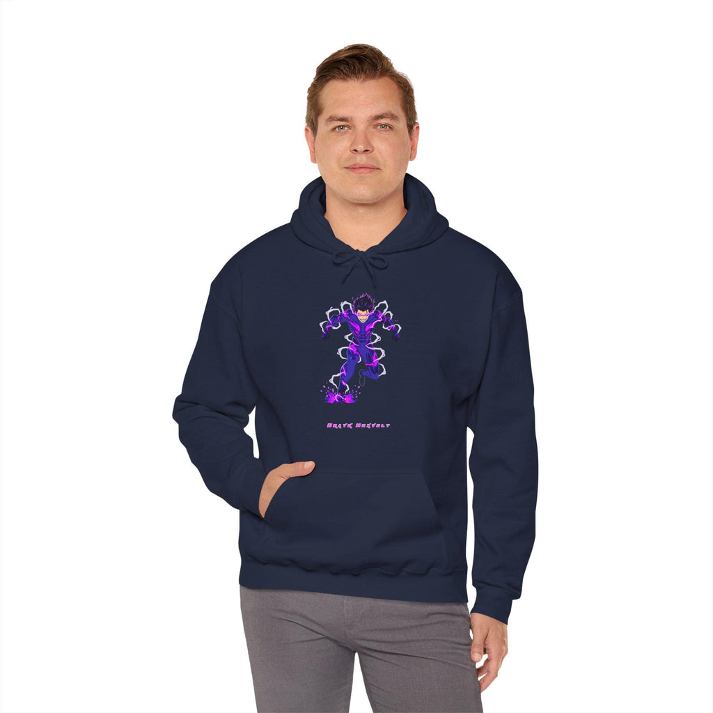 Dark Lightning Anime Hoodie, Drayk Nexolt Sweatshirt | Neon Purple Anime Streetwear | Electric Energy Hoodie | Anime | Epic Anime Apparel